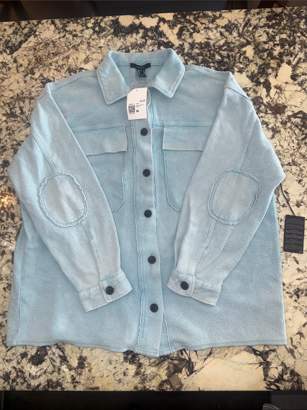 Light Blue Button-Up Shacket - Casual Long Sleeve Top-Brand New With Tags